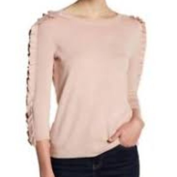 Philosophy Sweaters - Philosophy Light Sweater Pink Double Ruffle Sleeve